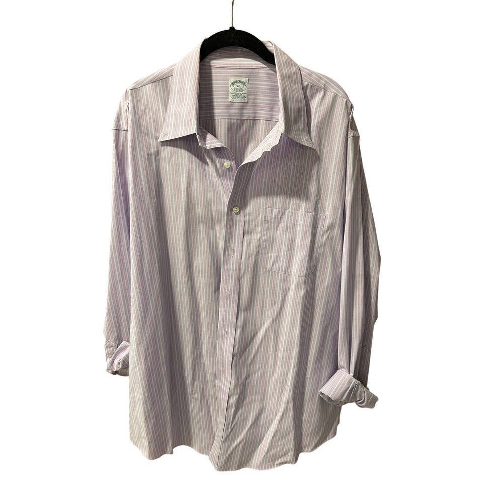 Brooks Brothers Mens XXL Non-Iron Stretch Striped Button Down Pink
